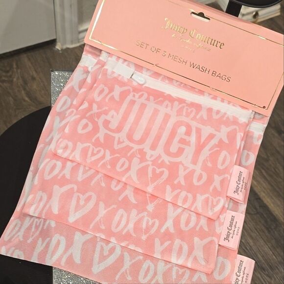 Juicy Couture Home Juicy XO Logo Set of 3 Mesh Wash Bags - Picture 2 of 8